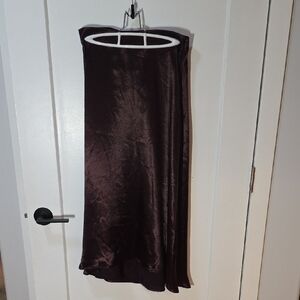 H&M Dark Brown Satiny Maxi Skirt